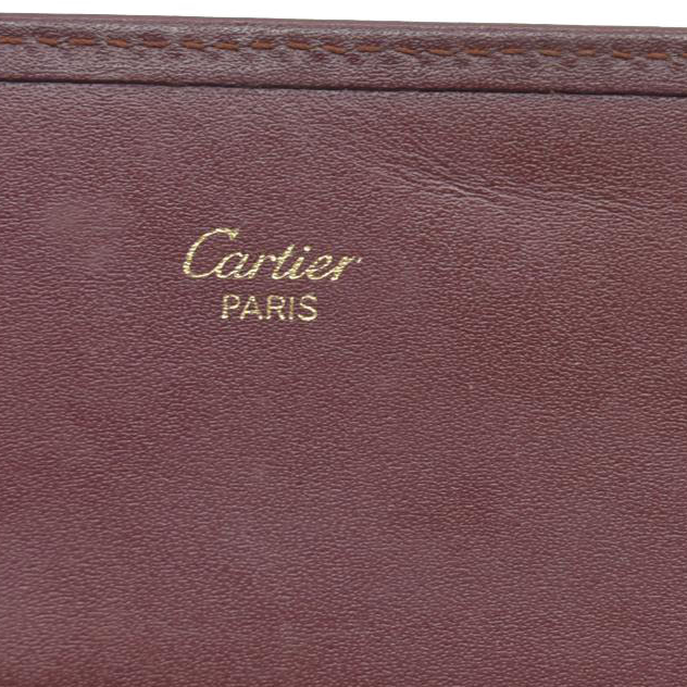 $800 Must de Cartier Leather Long Trifold Wallet Bordeaux