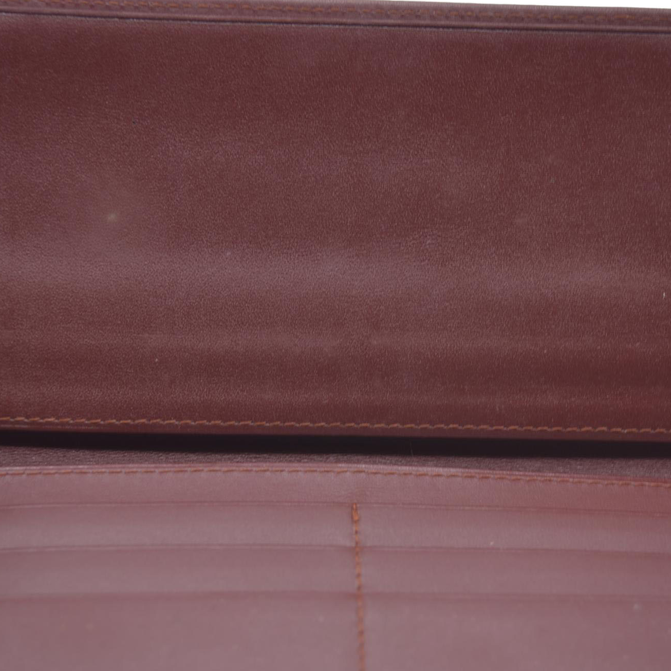 $800 Must de Cartier Leather Long Trifold Wallet Bordeaux