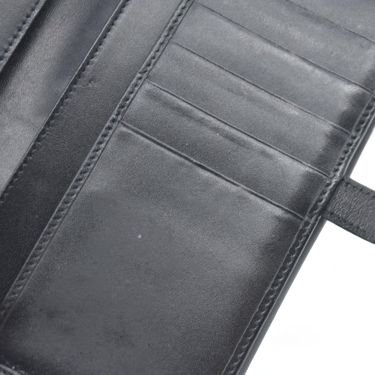 AUCTION $440 Gucci  Denim Calfskin Monogram Blake Continental Wallet Black