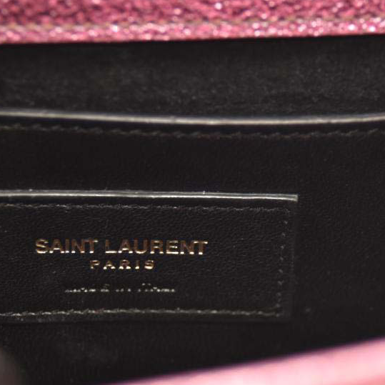 SAINT LAURENT Grain De Poudre Small Metallic Monogram Kate Satchel Old Rose