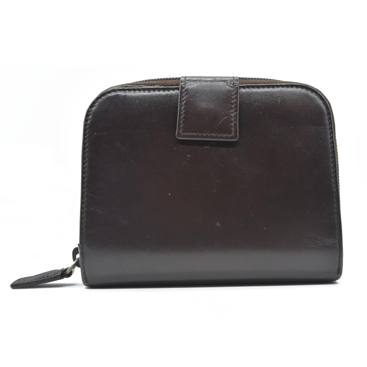 $795 PRADA Logo Leather Bifold Wallet Brown