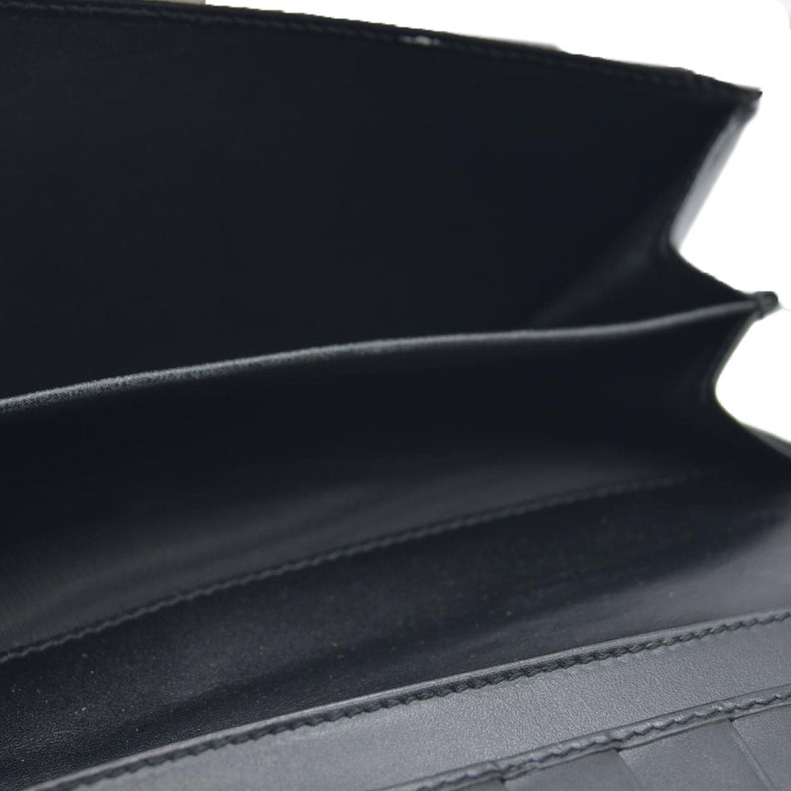 AUCTION $440 Gucci  Denim Calfskin Monogram Blake Continental Wallet Black