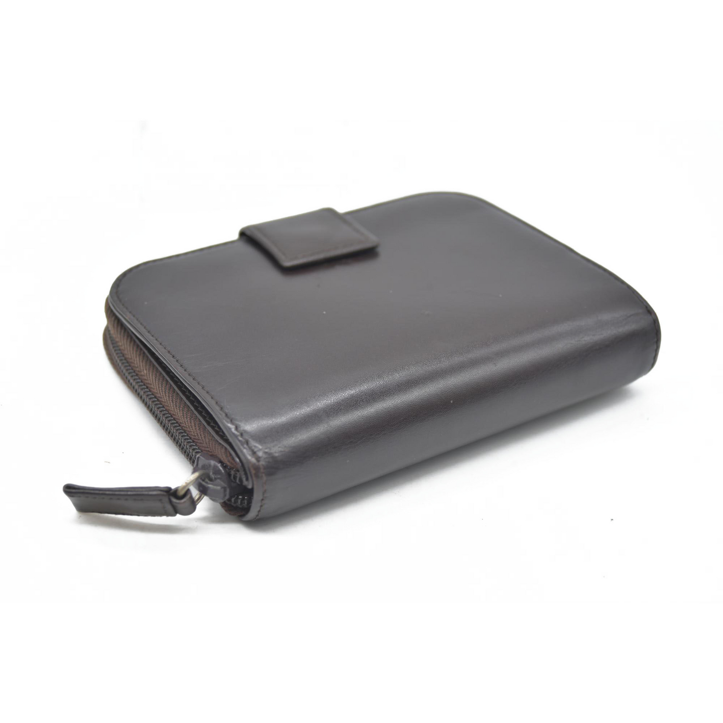 $795 PRADA Logo Leather Bifold Wallet Brown