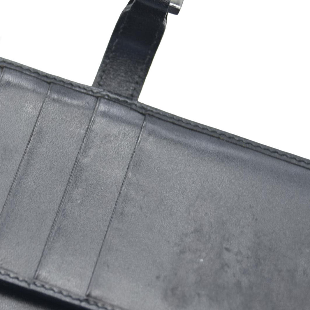 AUCTION $440 Gucci  Denim Calfskin Monogram Blake Continental Wallet Black