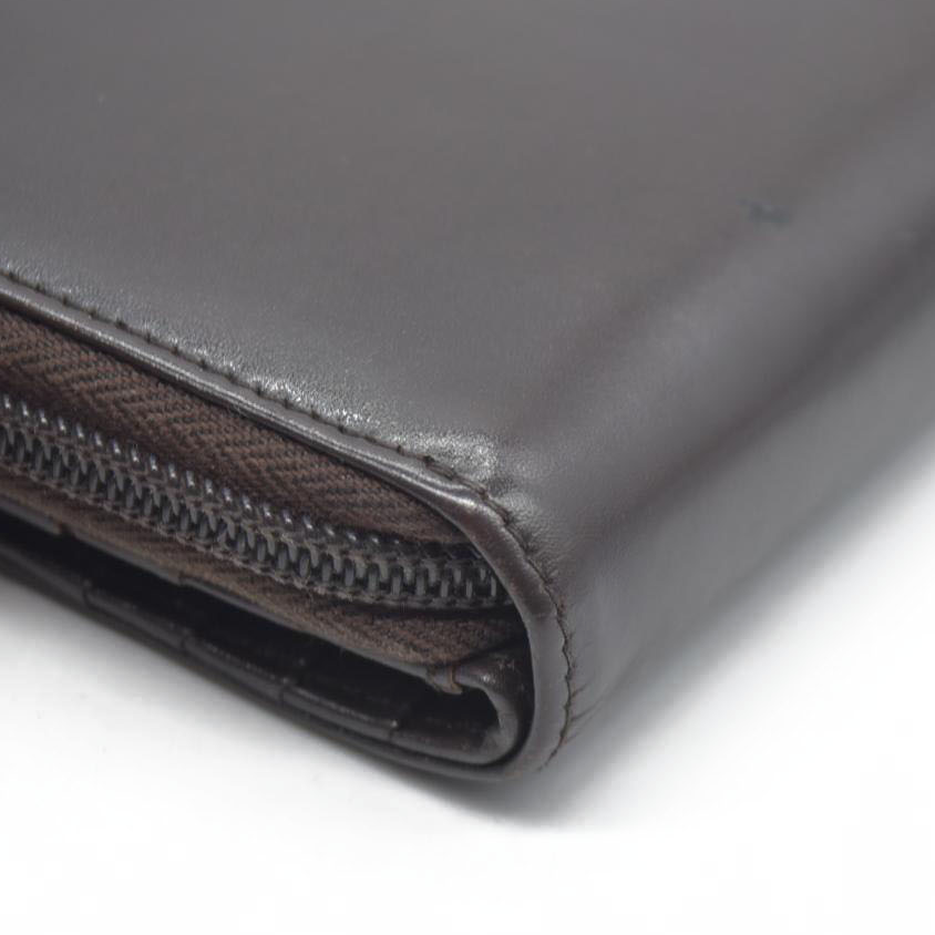 $795 PRADA Logo Leather Bifold Wallet Brown