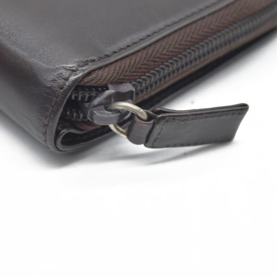$795 PRADA Logo Leather Bifold Wallet Brown