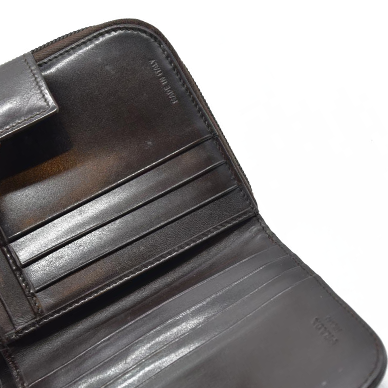 $795 PRADA Logo Leather Bifold Wallet Brown