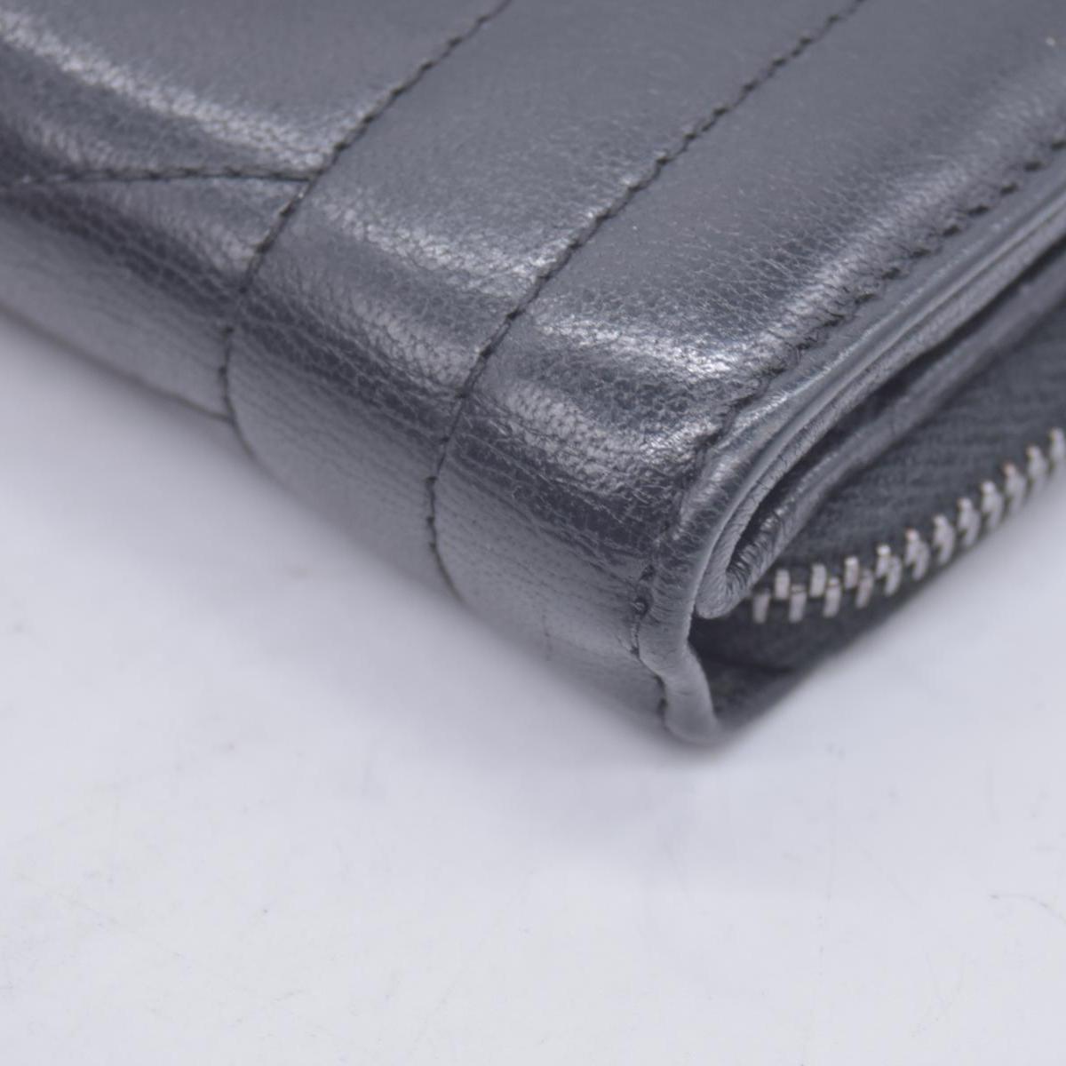 Saint Laurent Calfskin Matelasse Monogram Compact Zip Around Wallet Dark Grey CONSIGNMENT