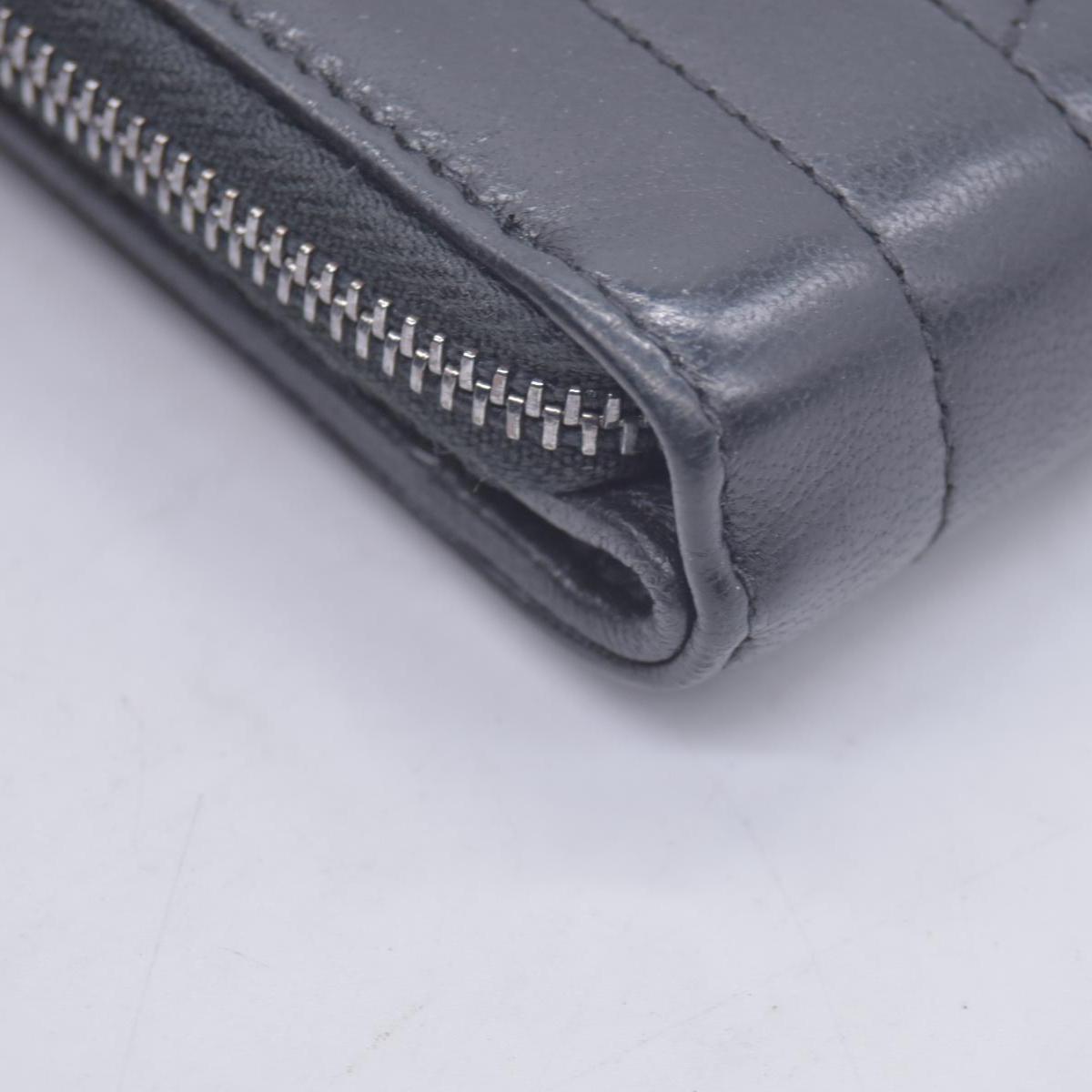 Saint Laurent Calfskin Matelasse Monogram Compact Zip Around Wallet Dark Grey CONSIGNMENT
