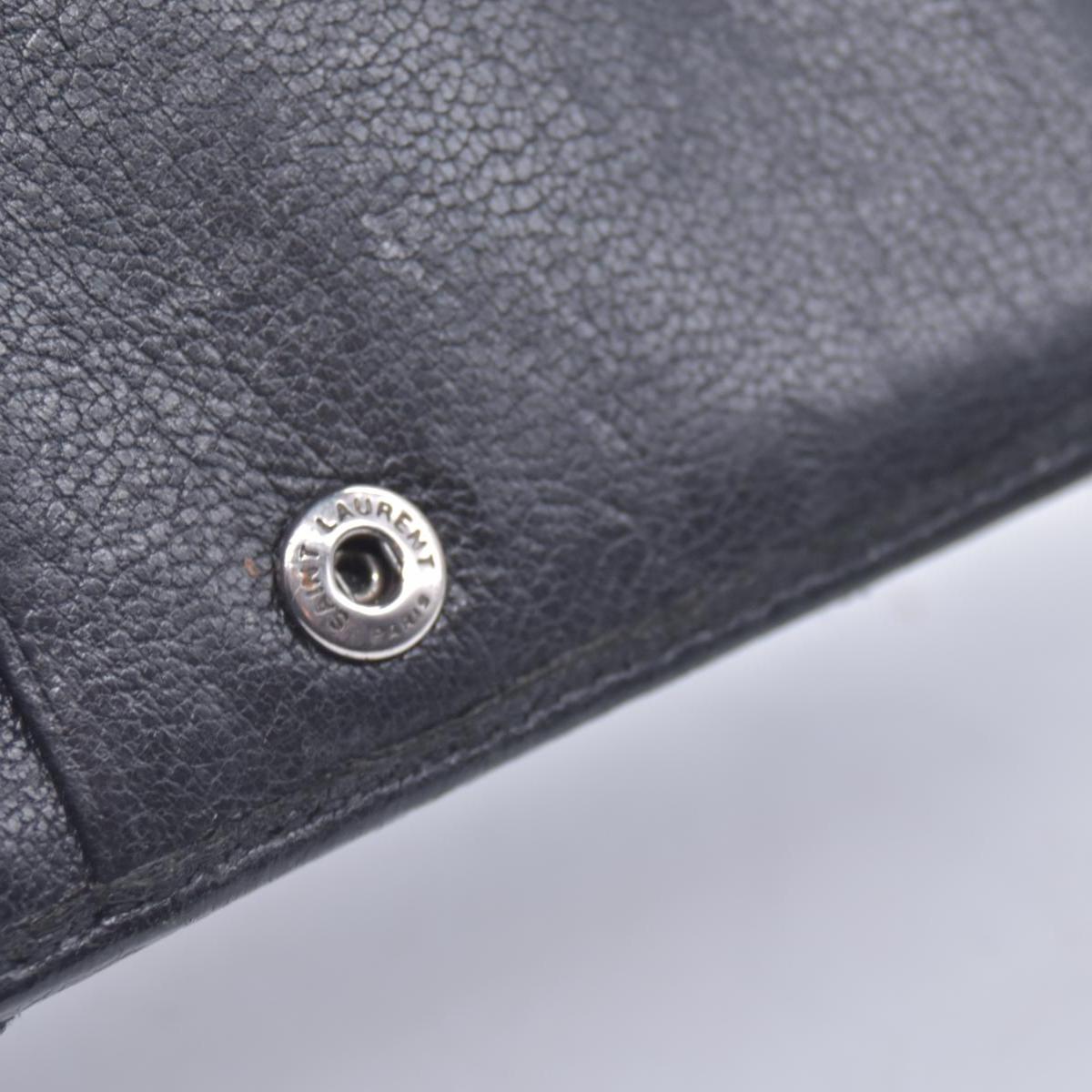 Saint Laurent Calfskin Matelasse Monogram Compact Zip Around Wallet Dark Grey CONSIGNMENT