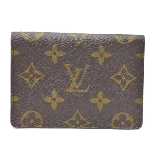 AUCTION $535 Louis Vuitton  Monogram Porte 2 Cartes Vertical Card Holder