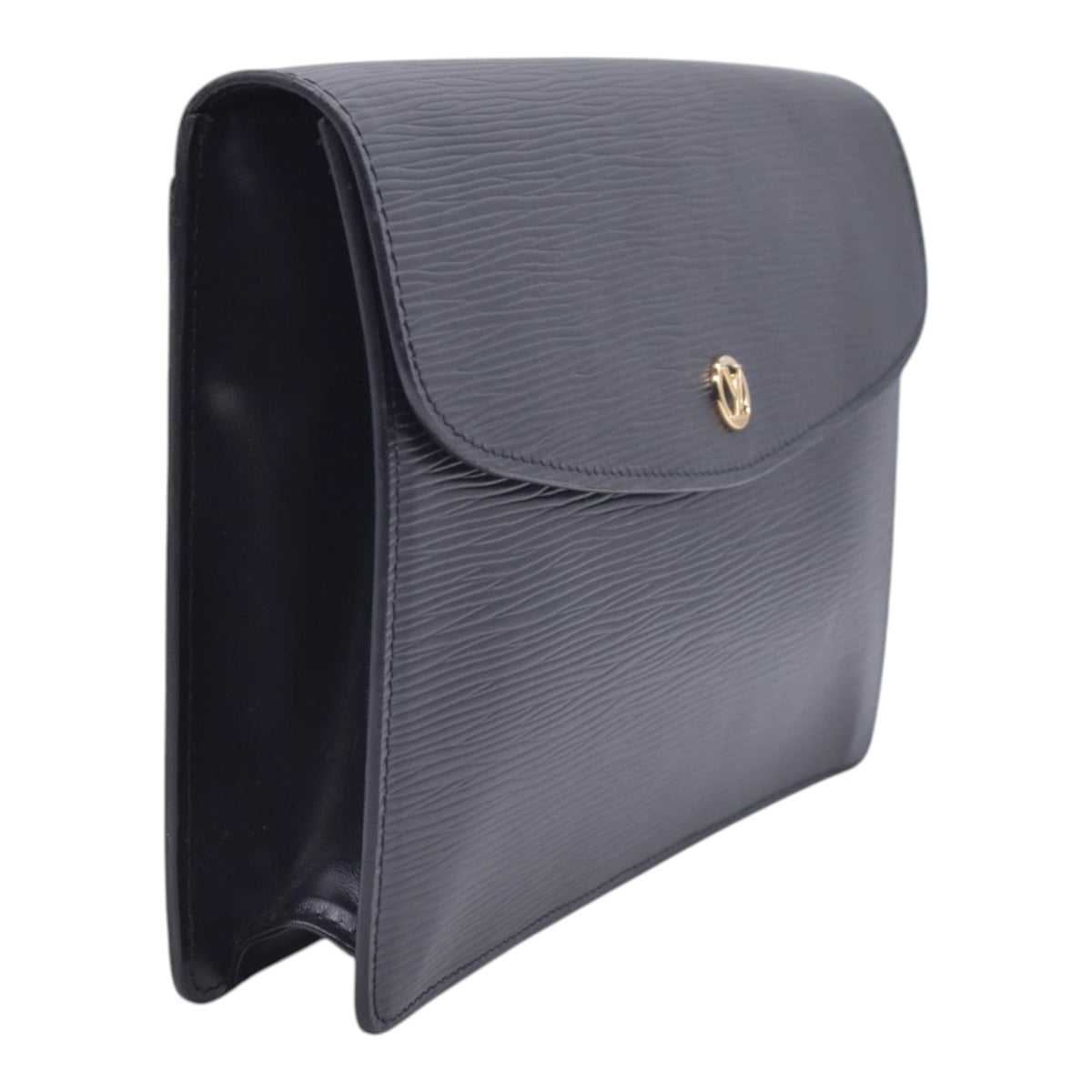 $780 1990 LOUIS VUITTON Epi Art-Deco Pochette Clutch Bag Noir Black V.I. 1920 CONSIGNMENT 10021630