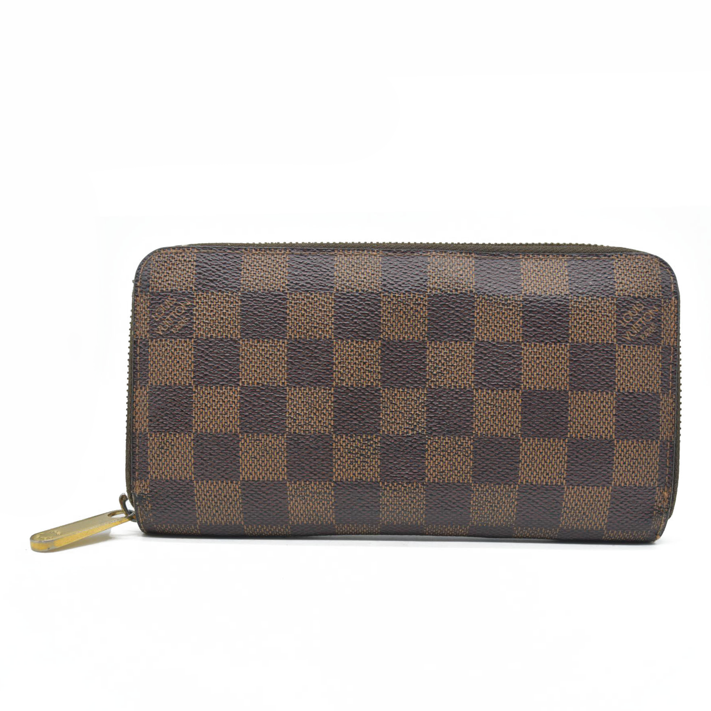 $915 2011 Louis Vuitton Damier Zippy Zip Around Long Wallet Purse Brown CA5101