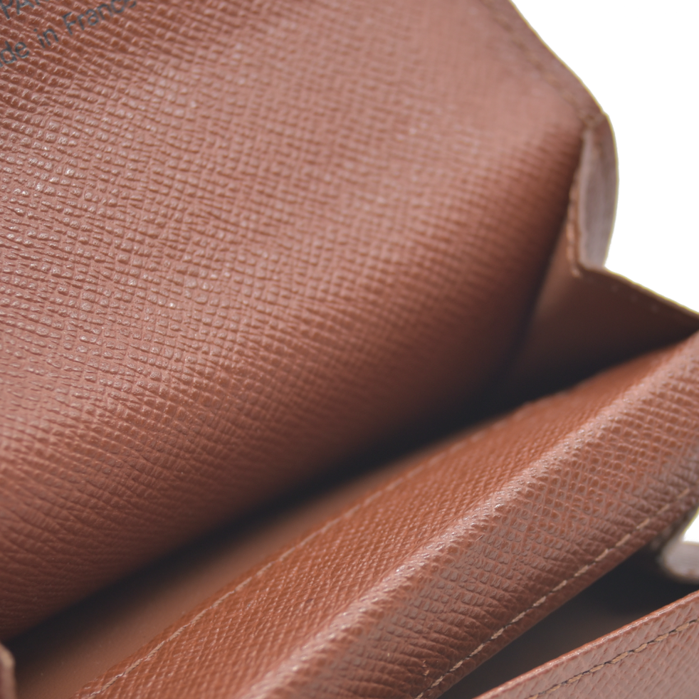 Louis Vuitton Monogram Porte Monnaie Plat Coin Purse Wallet Brown MI0011