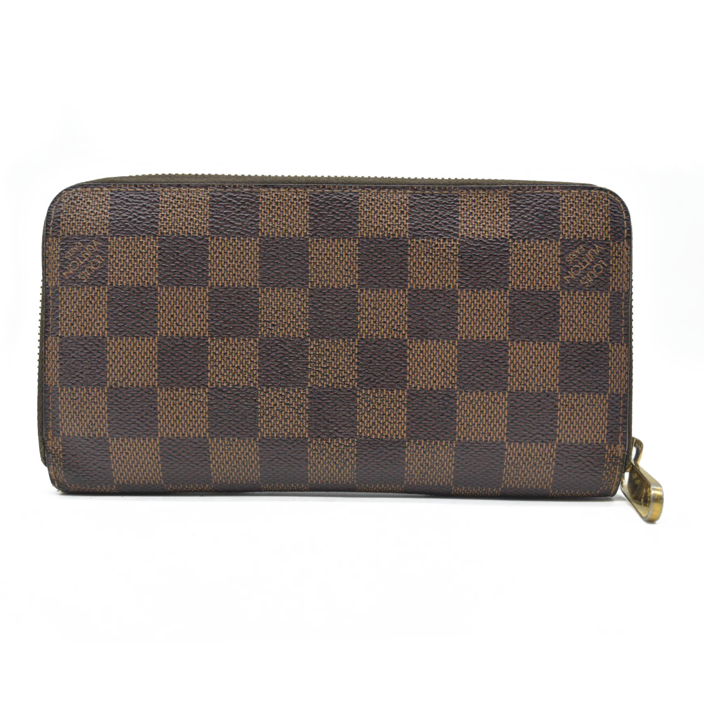 $915 2011 Louis Vuitton Damier Zippy Zip Around Long Wallet Purse Brown CA5101