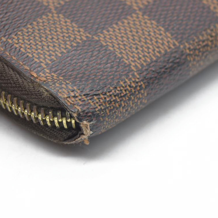 $915 2011 Louis Vuitton Damier Zippy Zip Around Long Wallet Purse Brown CA5101
