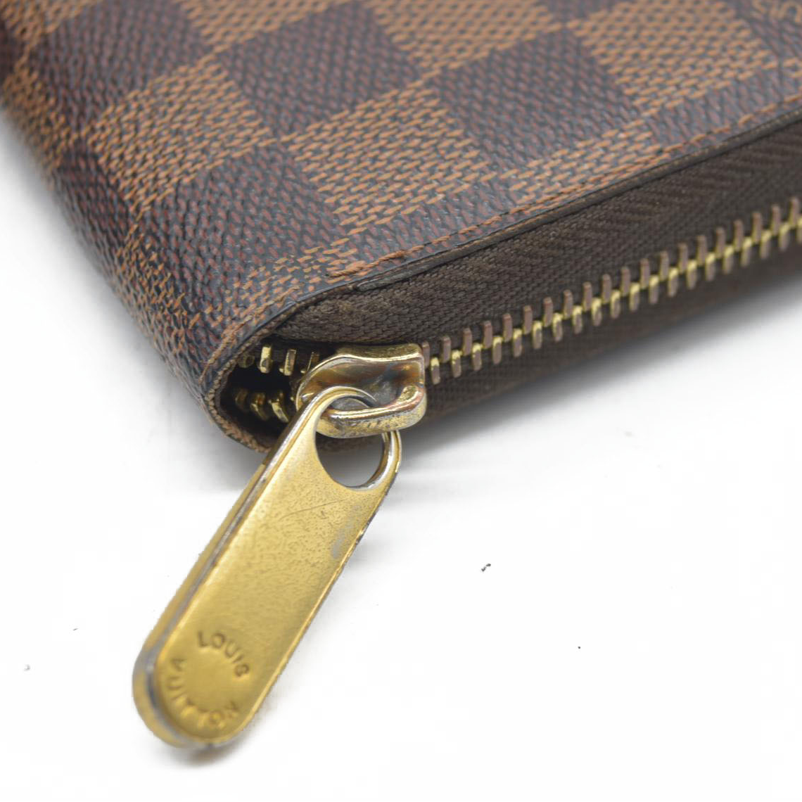$915 2011 Louis Vuitton Damier Zippy Zip Around Long Wallet Purse Brown CA5101