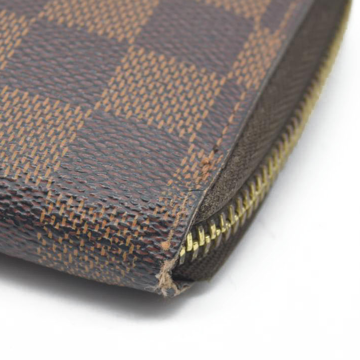 $915 2011 Louis Vuitton Damier Zippy Zip Around Long Wallet Purse Brown CA5101