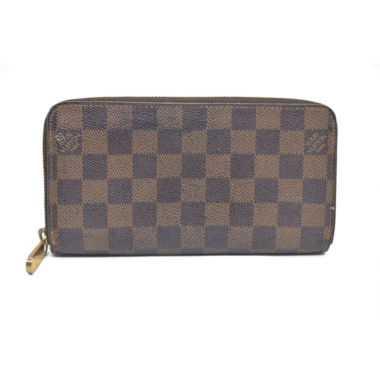 AUCTION $1060 Louis Vuitton Damier Zippy Zip Around Organizer Long Wallet Brown