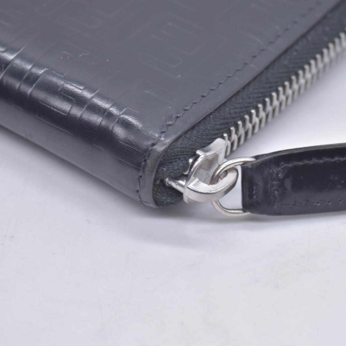 Fendi Patent FF Embossed Compact Zip Around Wallet Dark Navy CONSIGNMENT