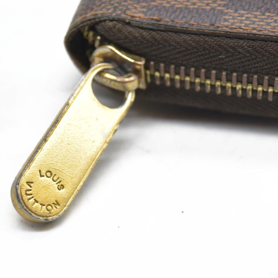$915 2011 Louis Vuitton Damier Zippy Zip Around Long Wallet Purse Brown CA5101