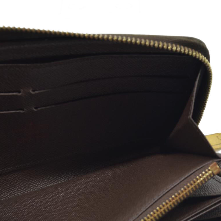 $915 2011 Louis Vuitton Damier Zippy Zip Around Long Wallet Purse Brown CA5101