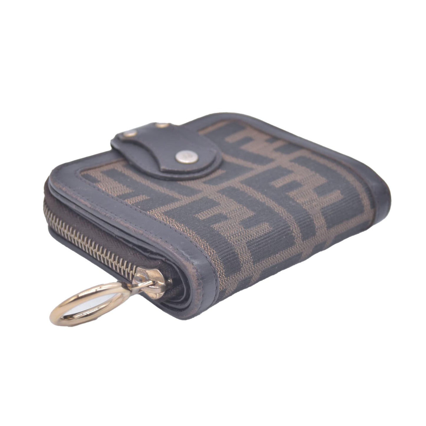 Fendi Zucca Canvas Compact Zip Around Wallet CONSIGNMENT