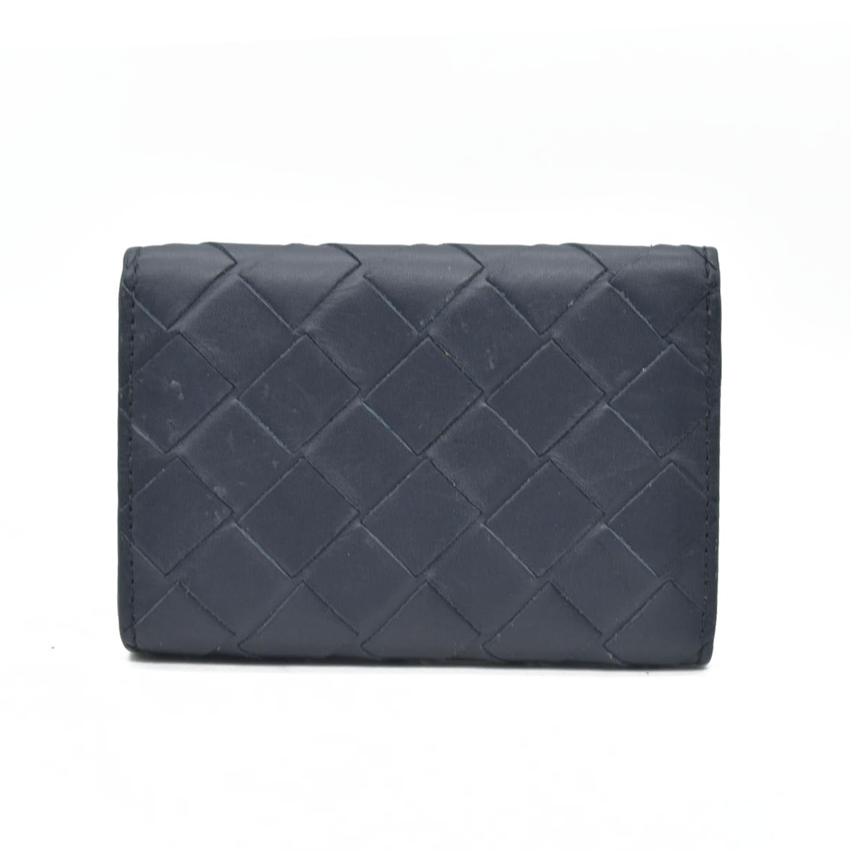$600 Bottega Veneta Intrecciato Maxi Lambskin Leather 6 Ring Key Case Blue