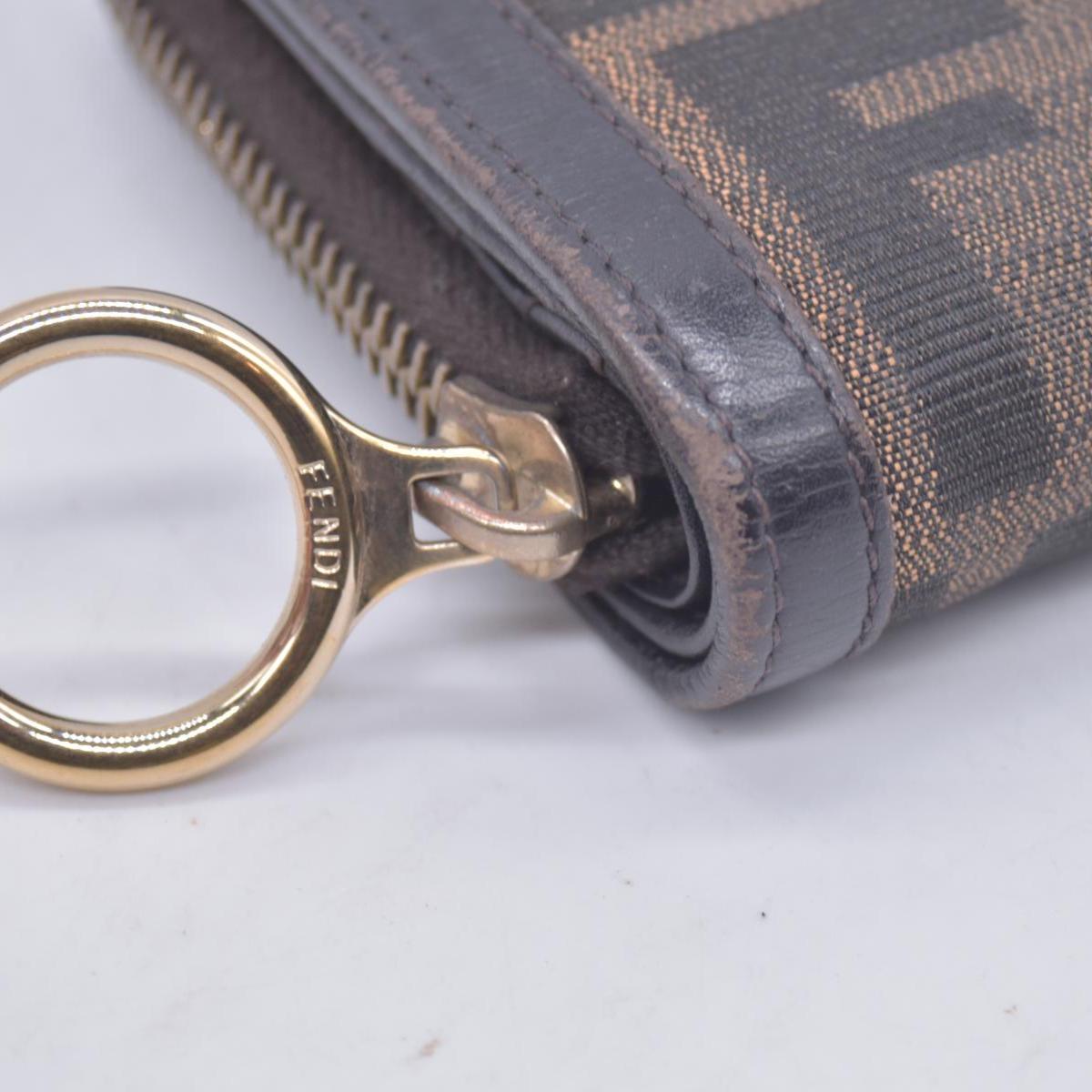 Fendi Zucca Canvas Compact Zip Around Wallet CONSIGNMENT