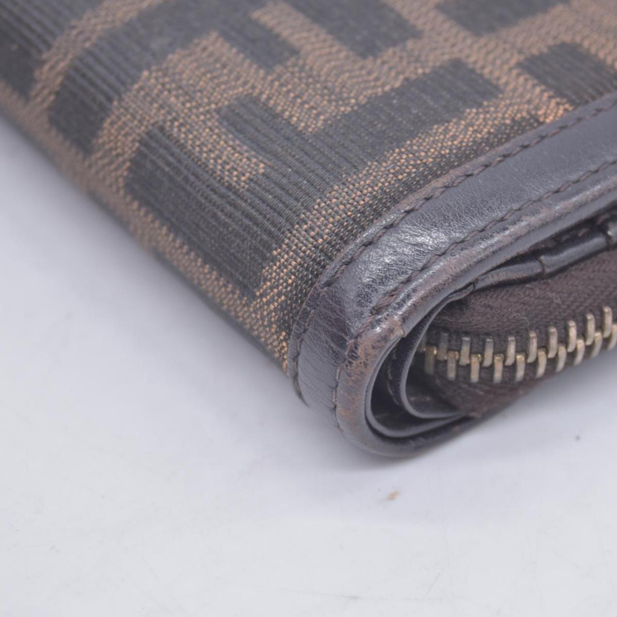 Fendi Zucca Canvas Compact Zip Around Wallet CONSIGNMENT