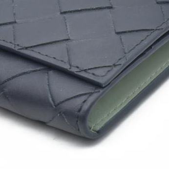$600 Bottega Veneta Intrecciato Maxi Lambskin Leather 6 Ring Key Case Blue