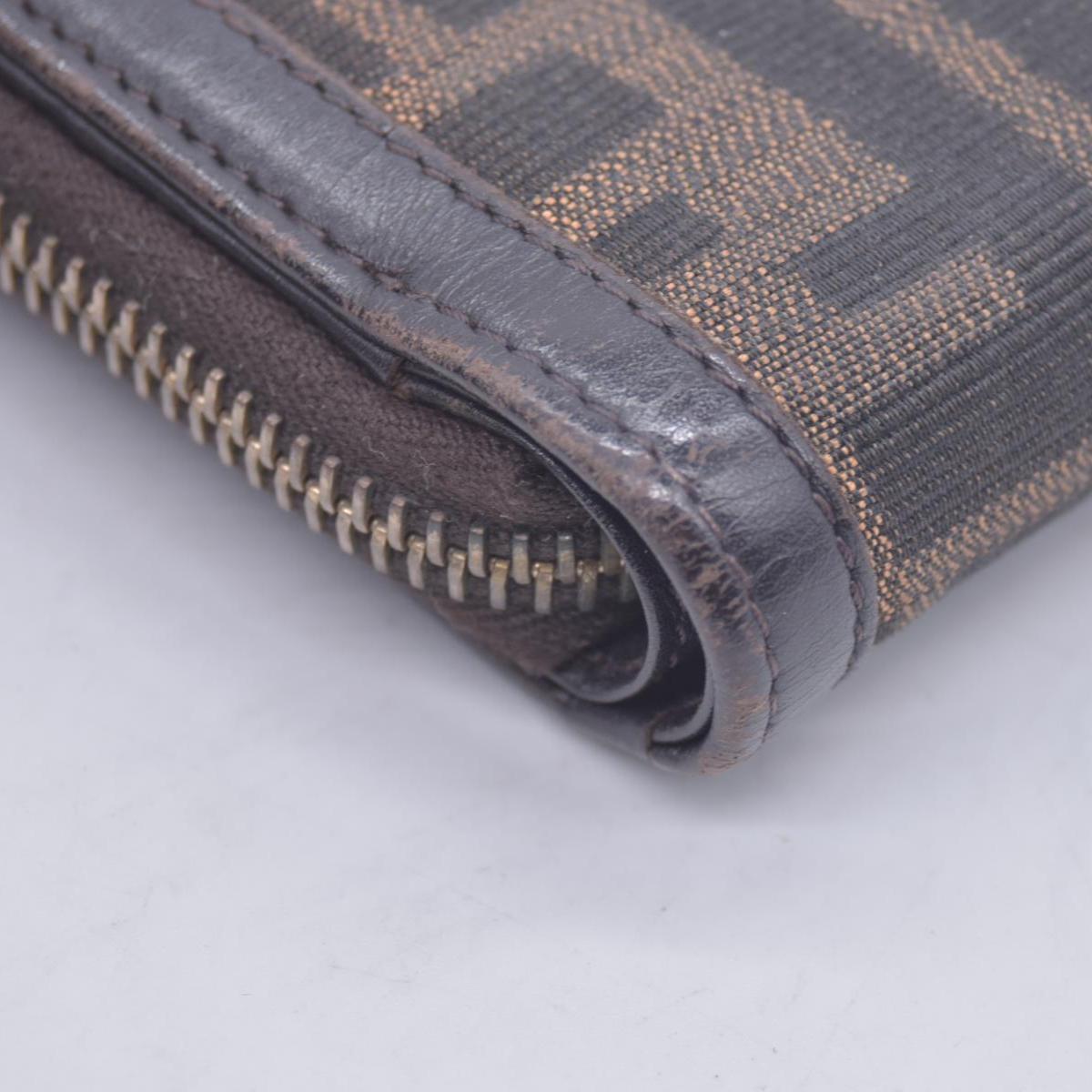 Fendi Zucca Canvas Compact Zip Around Wallet CONSIGNMENT