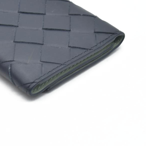 $600 Bottega Veneta Intrecciato Maxi Lambskin Leather 6 Ring Key Case Blue