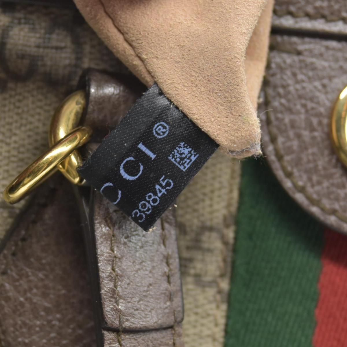 $2390 Gucci GG Supreme Monogram Web Medium Ophidia Tote Bag Brown