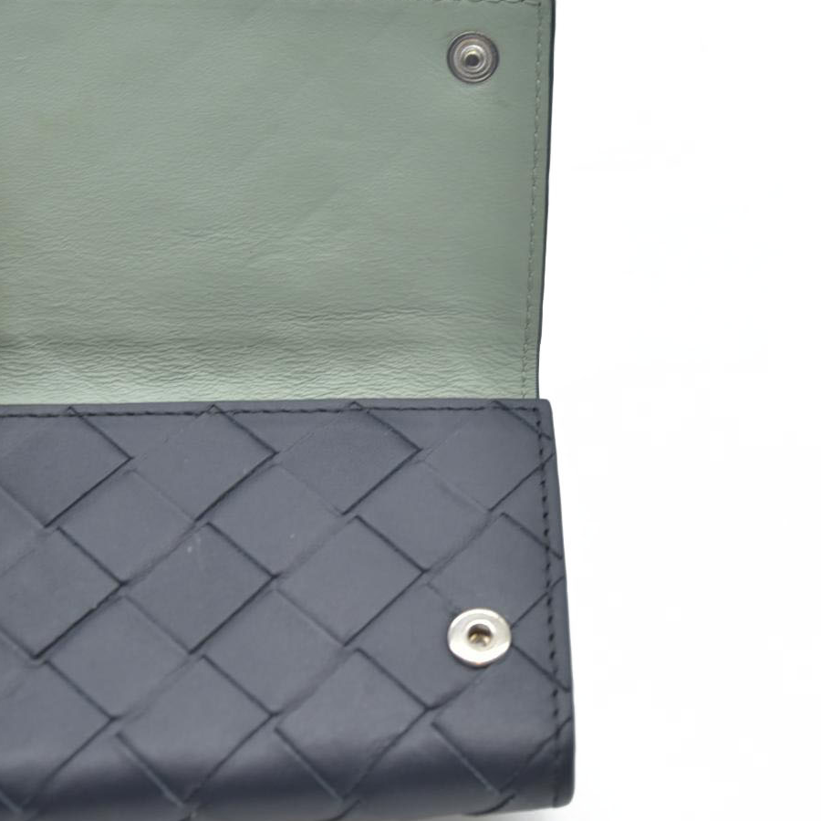$600 Bottega Veneta Intrecciato Maxi Lambskin Leather 6 Ring Key Case Blue