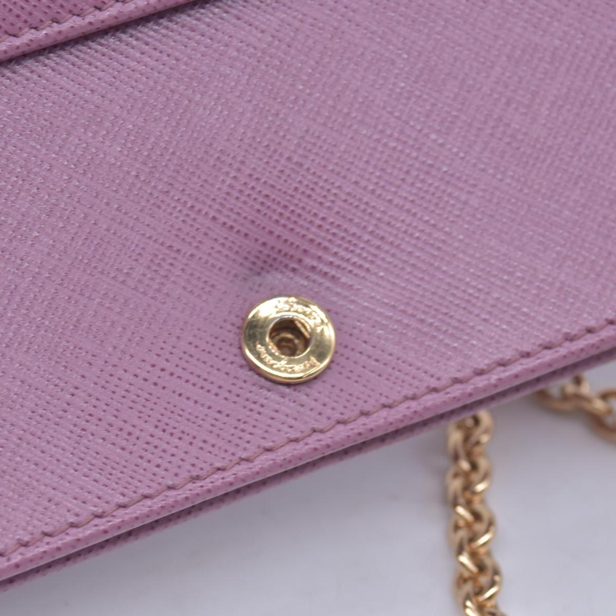 $650 SALVATORE FERRAGAMO Vara Bow Saffiano Leather Chain Flap Wallet Crossbody Pink CONSIGNMENT 10021563