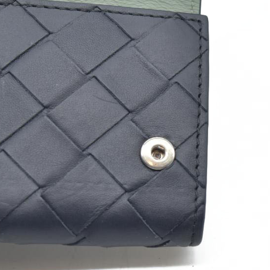 $600 Bottega Veneta Intrecciato Maxi Lambskin Leather 6 Ring Key Case Blue