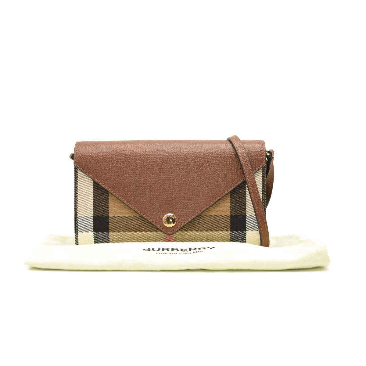 Burberry Vintage Check Envelope Crossbody Bag Tan