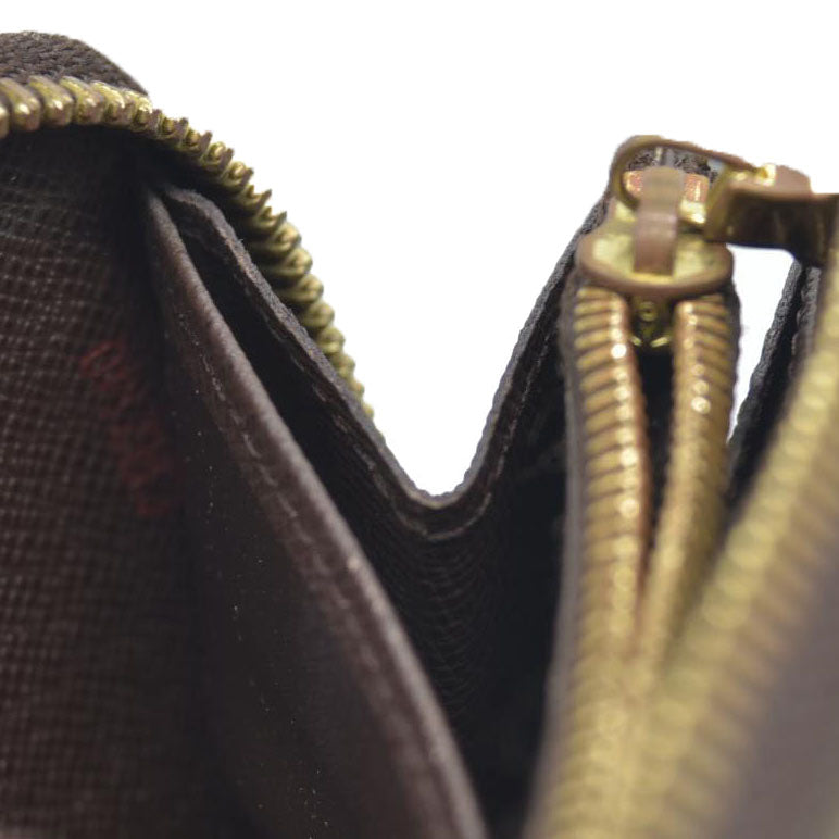AUCTION $1060 Louis Vuitton Damier Zippy Zip Around Organizer Long Wallet Brown