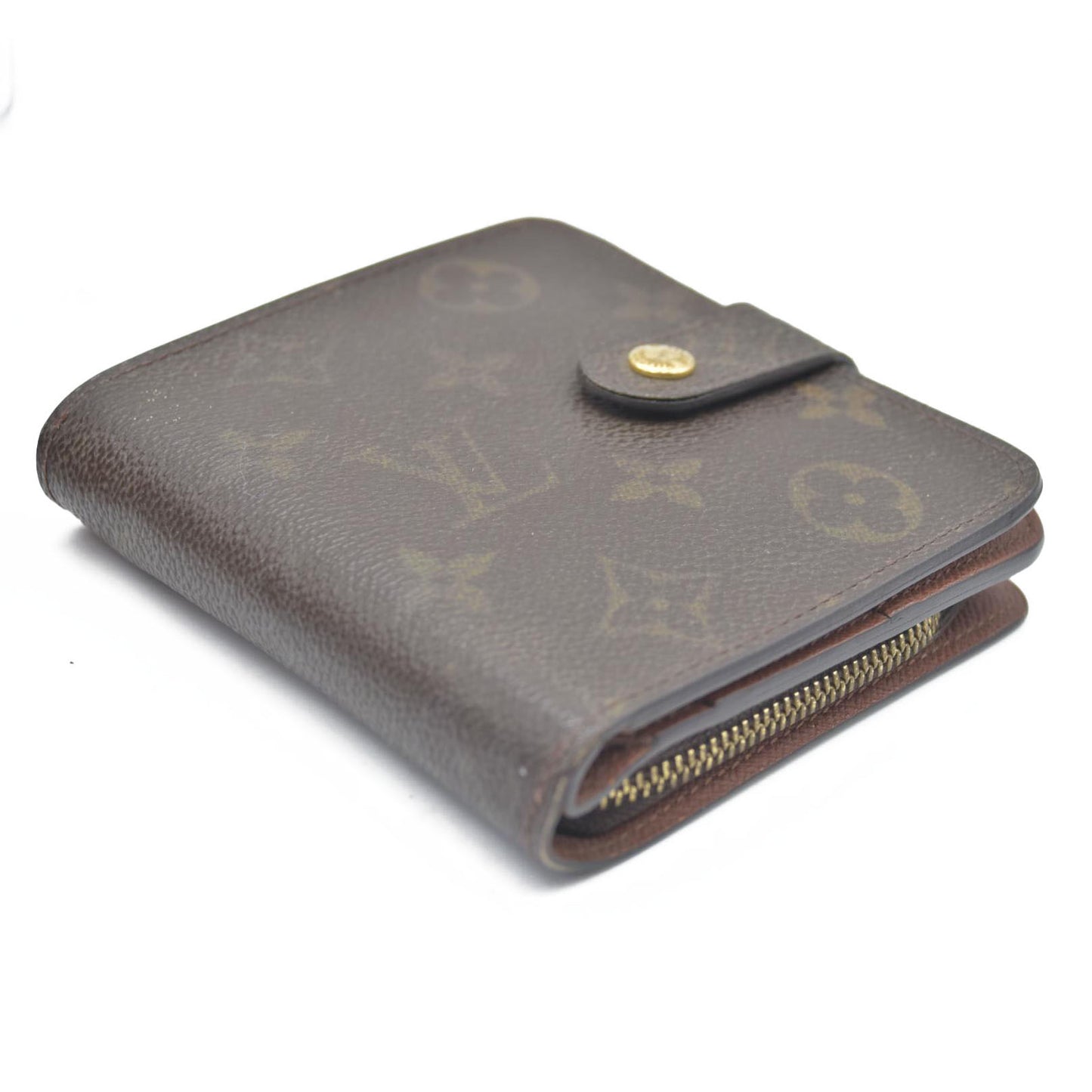 AUCTION $590 Louis Vuitton  Monogram Compact Zippe Zipped Wallet