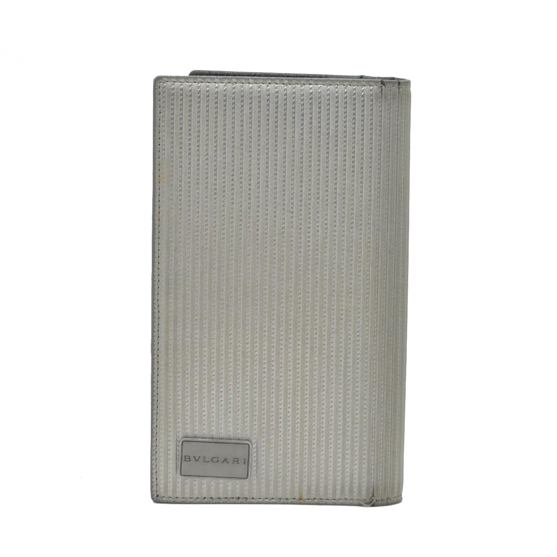 $780  BVLGARI Millerige PVC Leather Long Bifold Wallet Silver