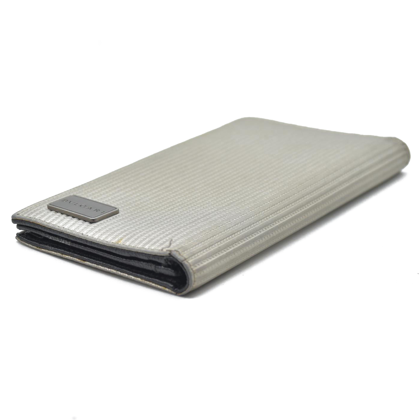 $780  BVLGARI Millerige PVC Leather Long Bifold Wallet Silver