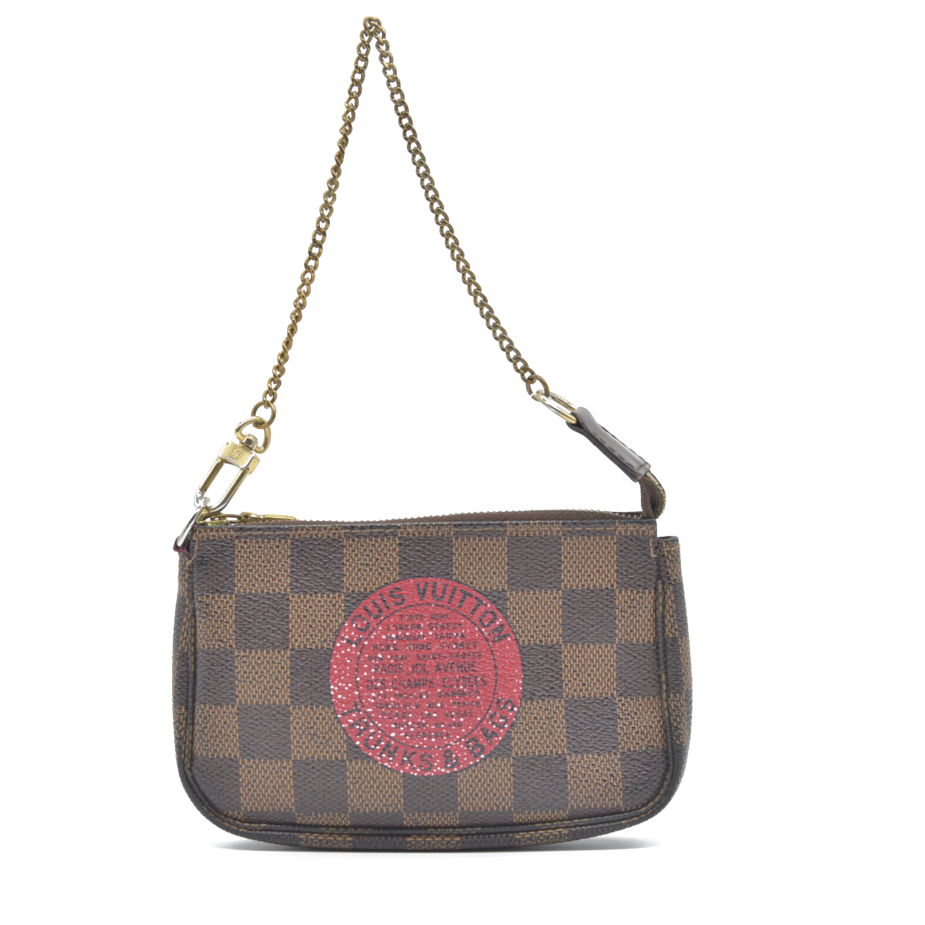 Louis Vuitton Damier Ebene Complice Trunks and Bags Mini Pochette Accessories Red FL1028