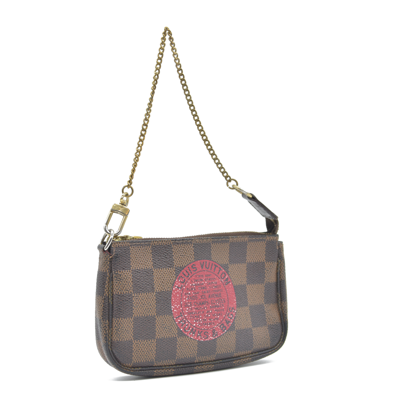Louis Vuitton Damier Ebene Complice Trunks and Bags Mini Pochette Accessories Red FL1028