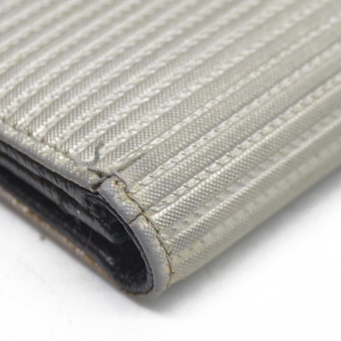 $780  BVLGARI Millerige PVC Leather Long Bifold Wallet Silver