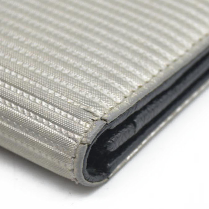 $780  BVLGARI Millerige PVC Leather Long Bifold Wallet Silver