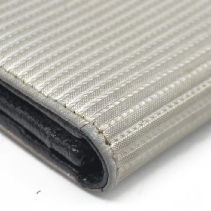 $780  BVLGARI Millerige PVC Leather Long Bifold Wallet Silver