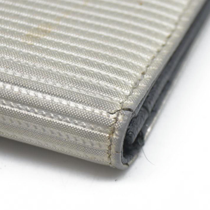 $780  BVLGARI Millerige PVC Leather Long Bifold Wallet Silver