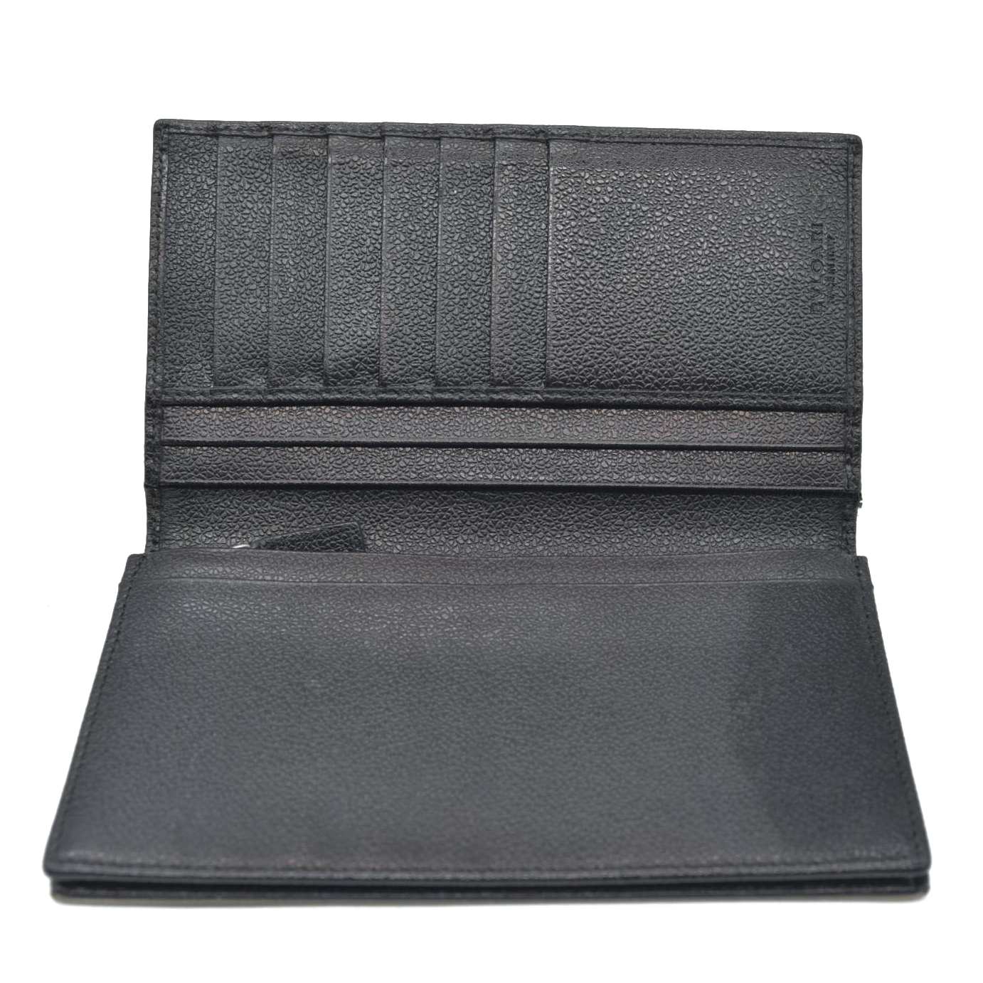 $780  BVLGARI Millerige PVC Leather Long Bifold Wallet Silver