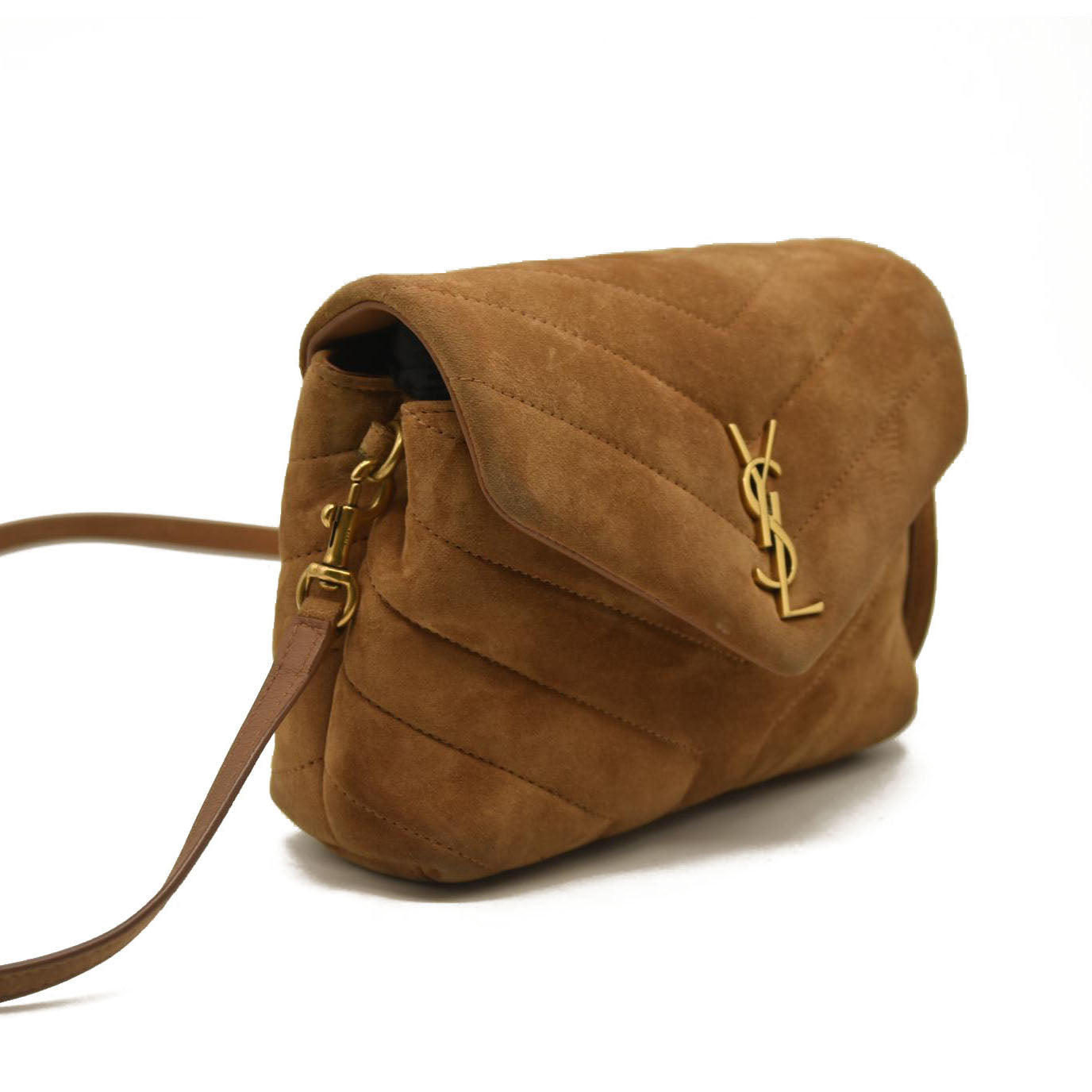 Saint Laurent  Suede Toy Loulou Shoulder Bag Cinnamon